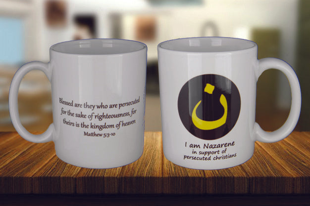 I am Nazarene, Symbol of Noon - Ceramic mug in support of persecuted Christians