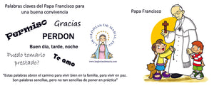 Papa Francisco con Niños - Taza de cerámica con palabras claves de convivencia