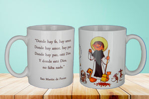 San Martín de Porres, religioso dominico, peruano - Taza de cerámica con frase del santo