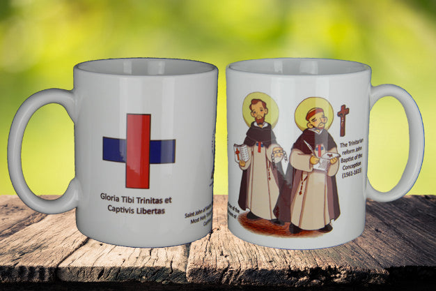 Saint John de Matha and Saint John Baptist of the Conception - Ceramic Mug with Trinitarian motto